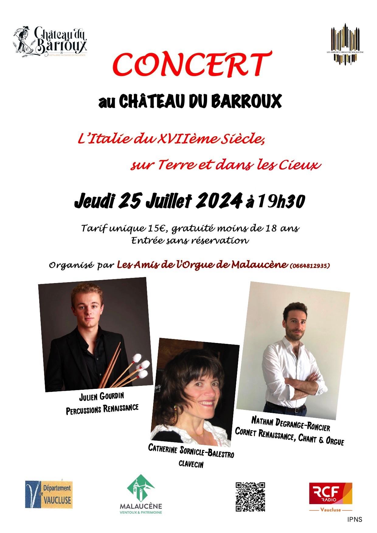 Affiche a4 le barroux aom renaissance et xviies au barroux le 25 juillet 2024 re cent