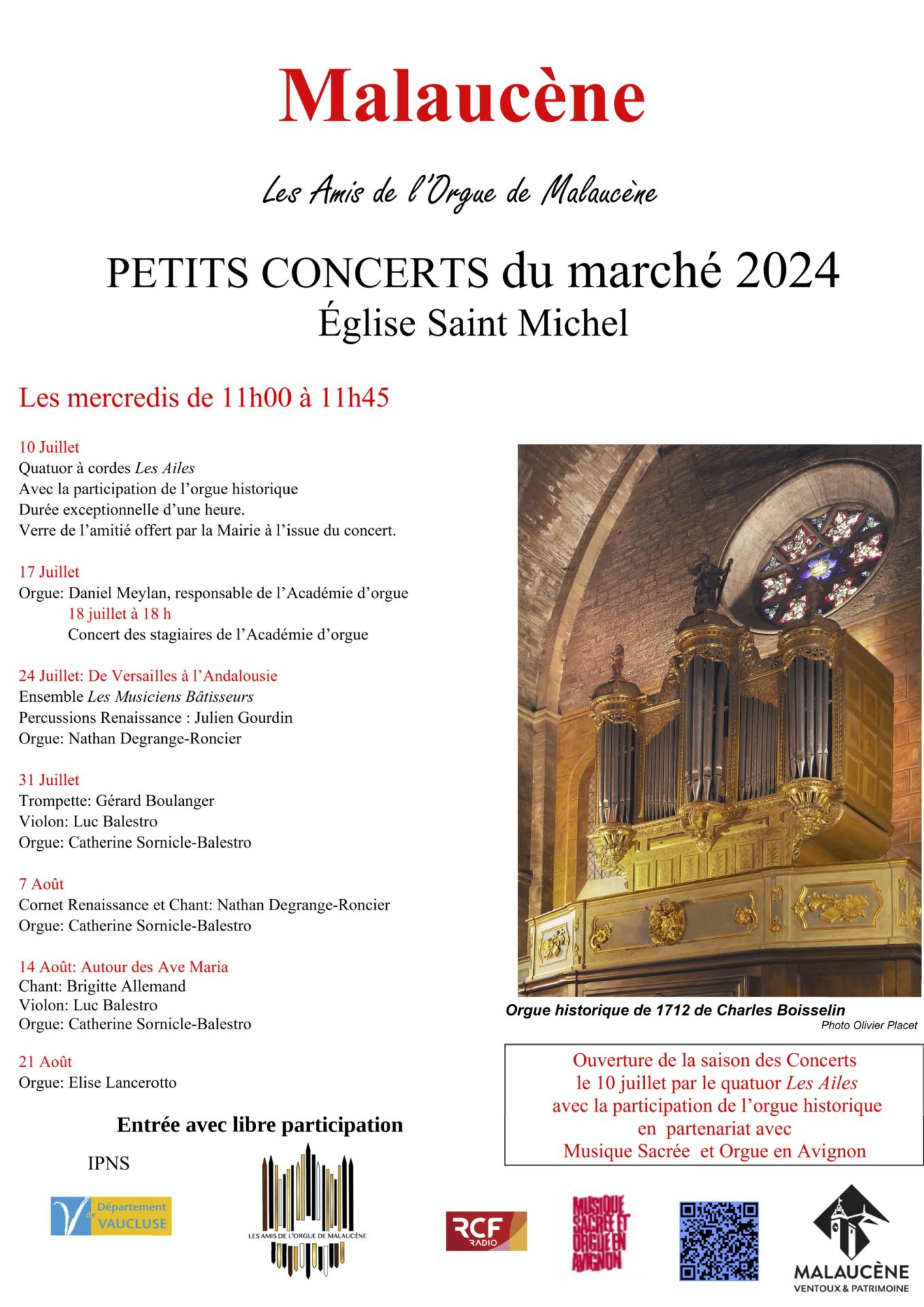 Affiche programme concerts du marche 2024 15 juin 2024